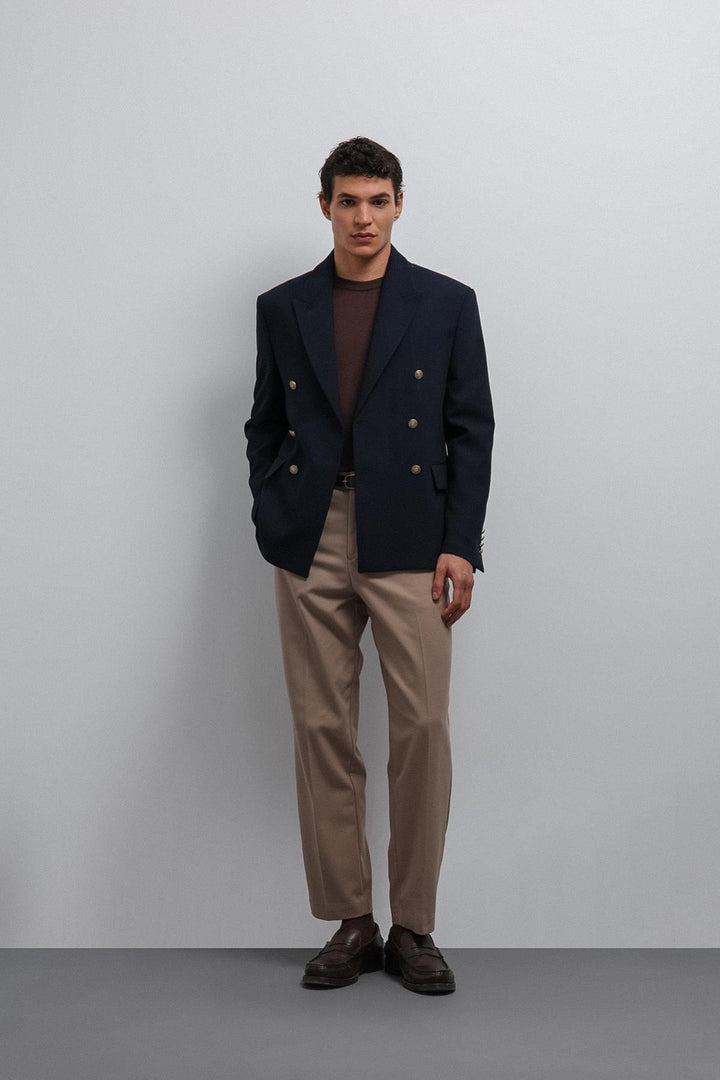 ANT Antioch Navy Blue Double-Breasted Men's Blazer Jacket - Lewiston