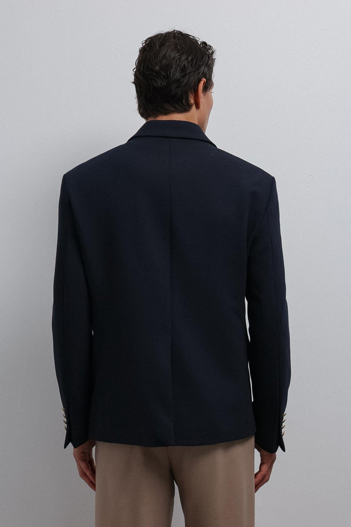 ANT Antioch Navy Blue Double-Breasted Men's Blazer Jacket - Lewiston