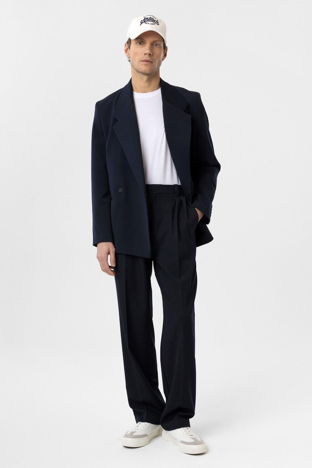 ANT Antioch Navy Blue Double Breasted Closure Flap Pocket Men's Blazer Jacket - Shawnee