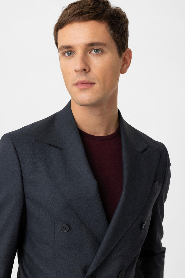 ANT Antioch Blue Double-Breasted Closure Italian Cut Men's Suit - Winnipeg