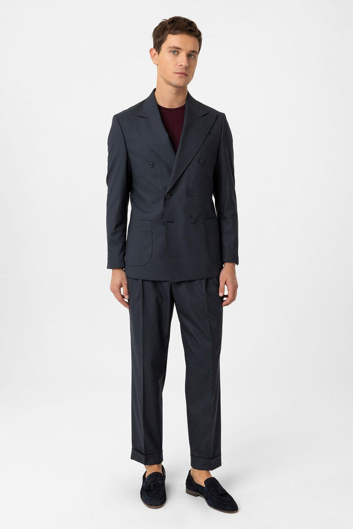 ANT Antioch Blue Double-Breasted Closure Italian Cut Men's Suit - Winnipeg
