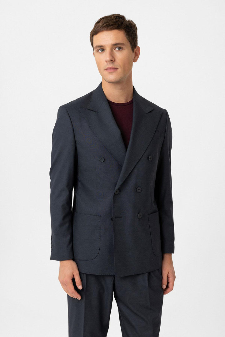 ANT Antioch Blue Double-Breasted Closure Italian Cut Men's Suit - Winnipeg