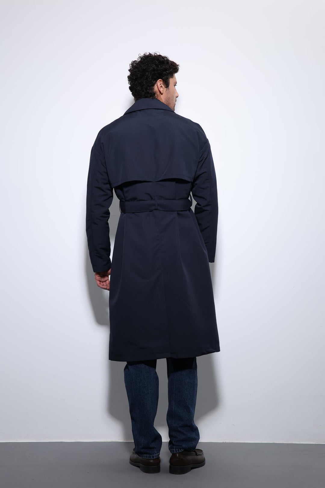 ANT Antioch Navy Blue Double Breasted Belted Trench Coat - Rome