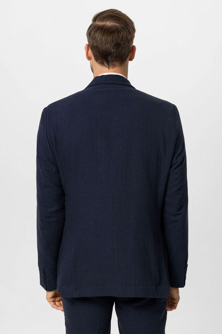 ANT Double-breasted Closure Linen Blend Men's Blazer Jacket - Kingston upon Thames
