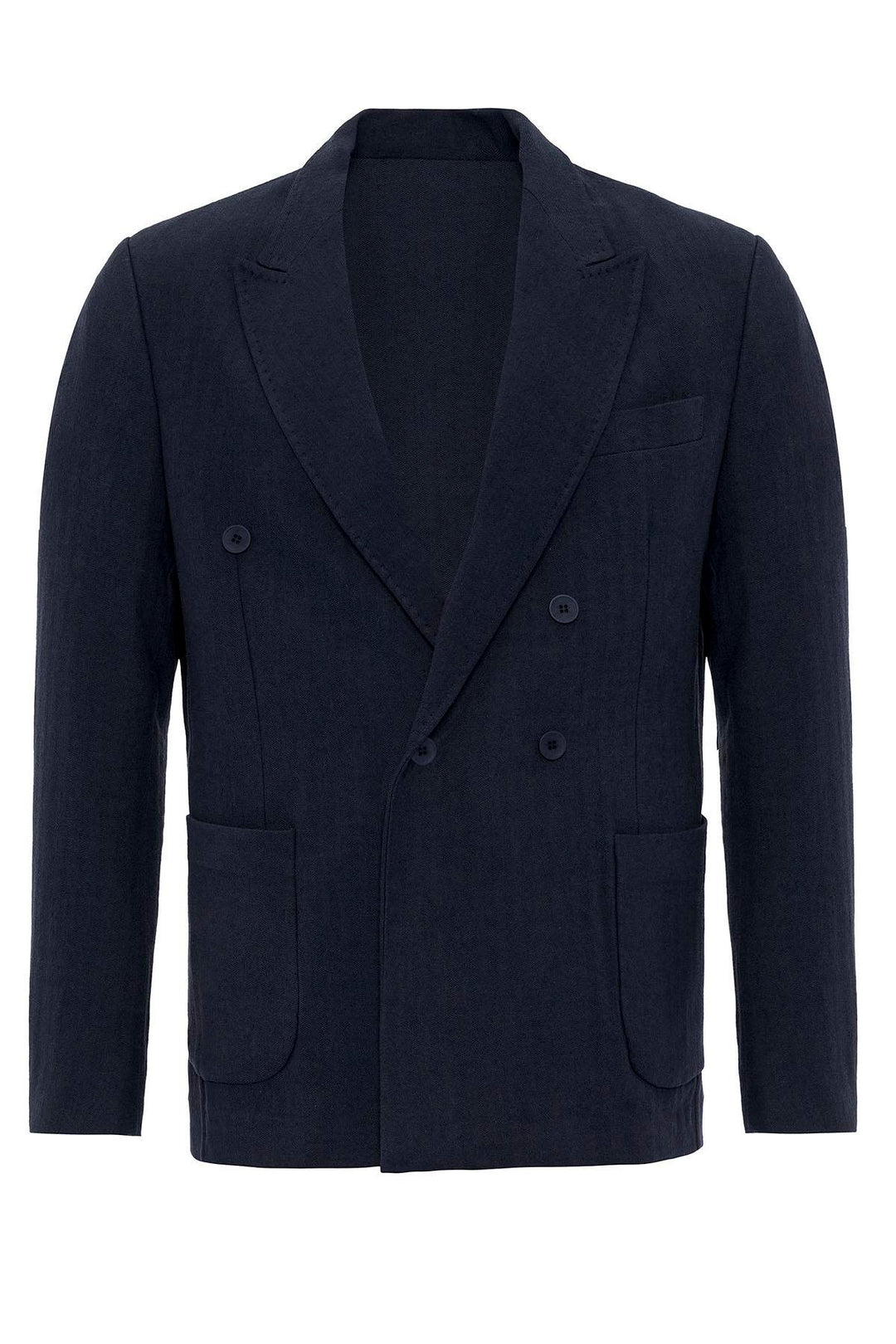 ANT Double-breasted Closure Linen Blend Men's Blazer Jacket - Kingston upon Thames