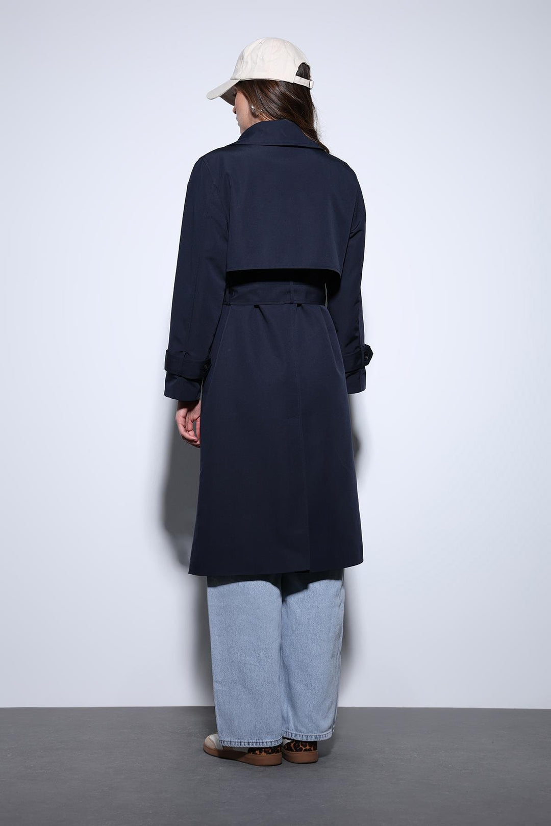 ANT Antioch Lacivert Kruvaze Kemerli Kadın Trençkot - Chico