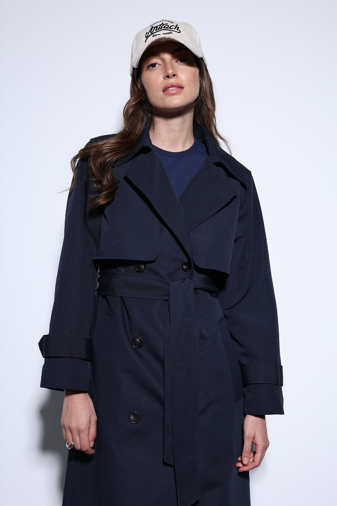 ANT Antioch Lacivert Kruvaze Kemerli Kadın Trençkot - Chico