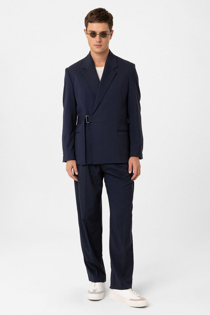 ANT Antioch Blue Belted Relax Fit Men's Blazer Jacket - Garland