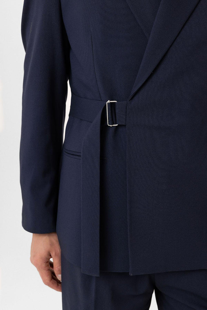 ANT Antioch Blue Belted Relax Fit Men's Blazer Jacket - Garland