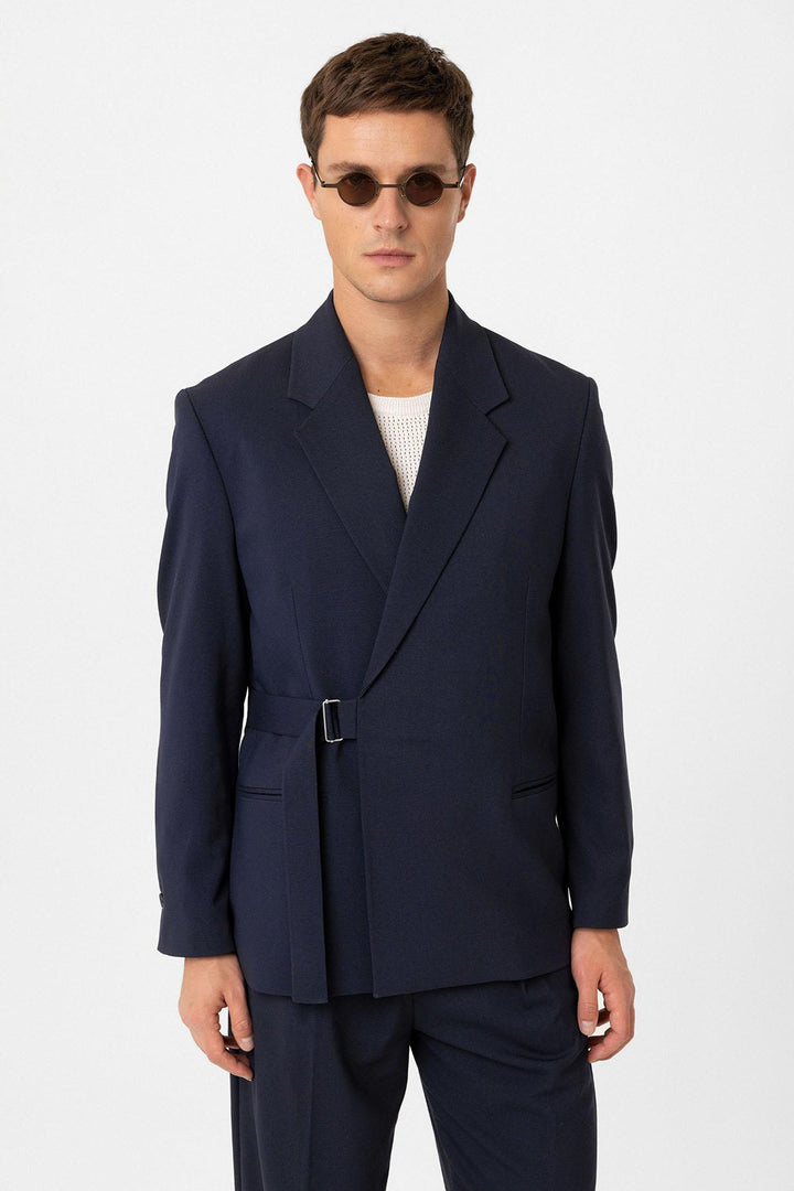 ANT Antioch Blue Belted Relax Fit Men's Blazer Jacket - Garland
