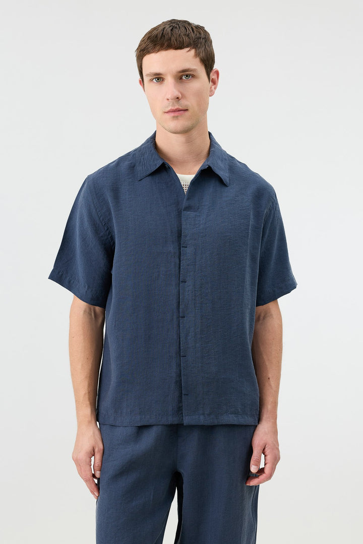 ANT Men's Shirt with Lyocell Blend and Hidden Buttons - La Rinconada