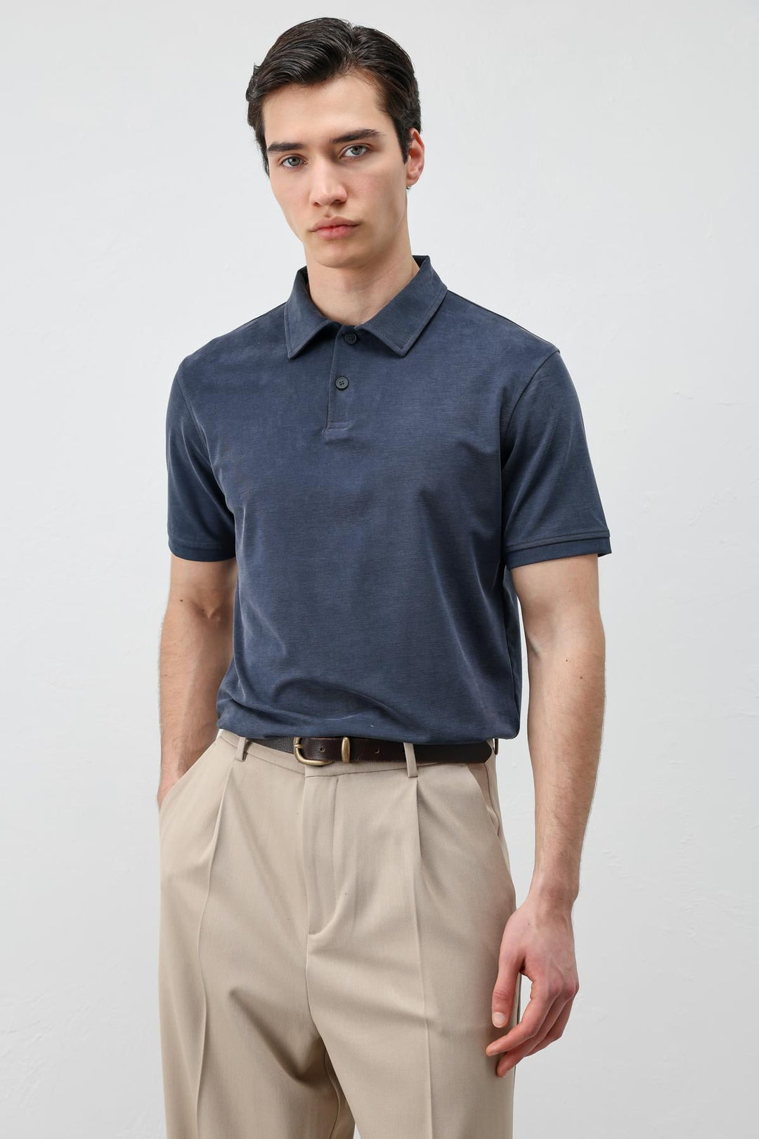 ANT Antioch Lacivert Lyocell Karışımlı Polo Yaka Erkek T-Shirt - Slutsk