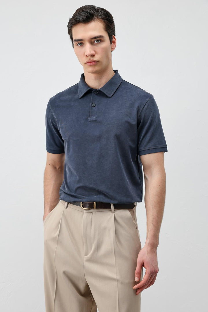 ANT Antioch Lacivert Lyocell Karışımlı Polo Yaka Erkek T-Shirt - Slutsk