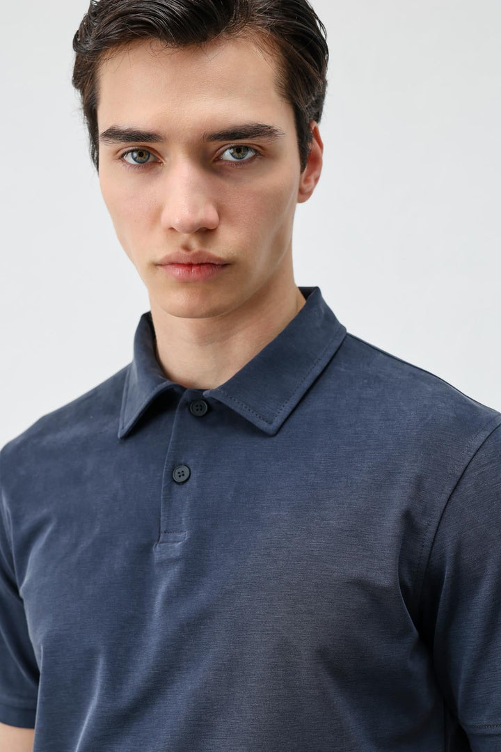 ANT Antioch Lacivert Lyocell Karışımlı Polo Yaka Erkek T-Shirt - Slutsk