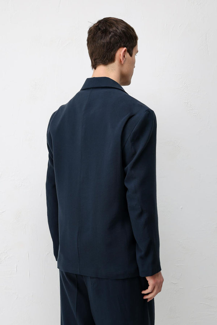 ANT Antioch Lacivert Modal Karışımlı Relaxed Fit Erkek Blazer Ceket - Yalta