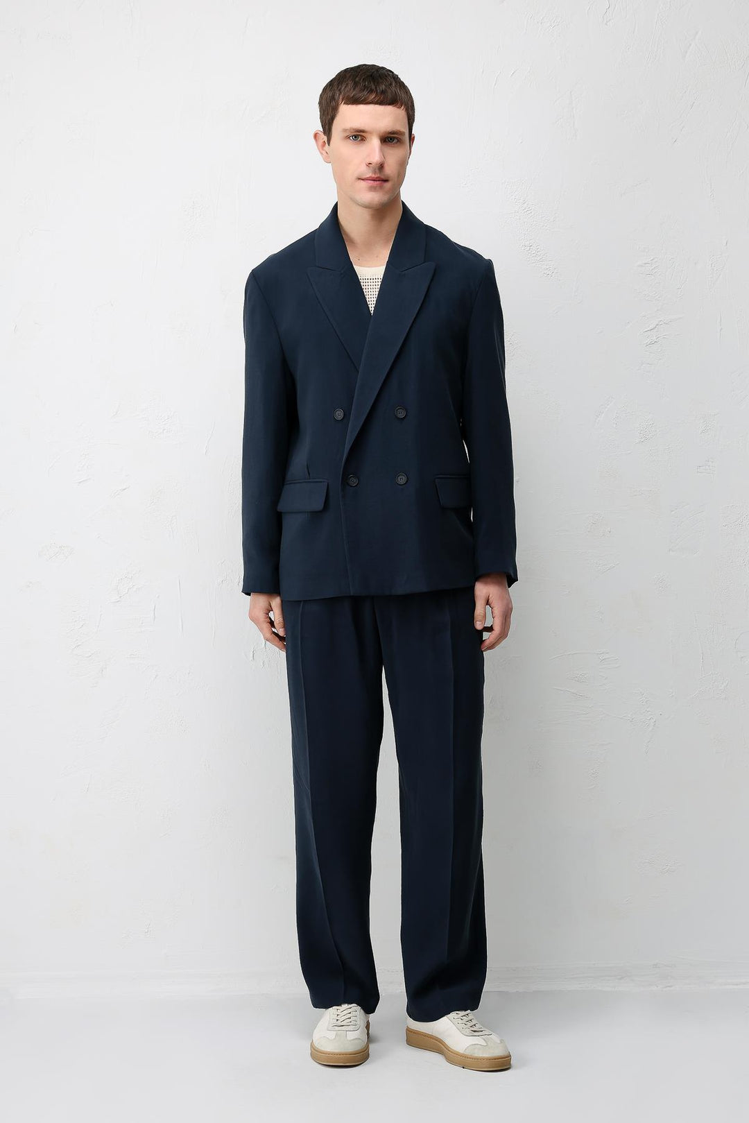 ANT Antioch Lacivert Modal Karışımlı Relaxed Fit Erkek Blazer Ceket - Yalta