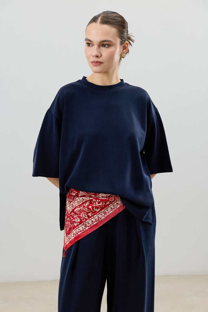 ANT Antioch Lacivert Modal Karışımlı T-Shirt Pantolon Kadın Takım - Altadena