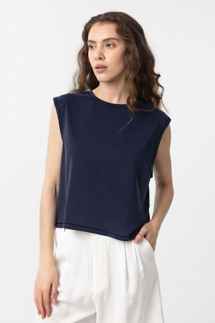 ANT Antioch Lacivert Modal Kumaş Kadın T-Shirt - Coeur dAlene