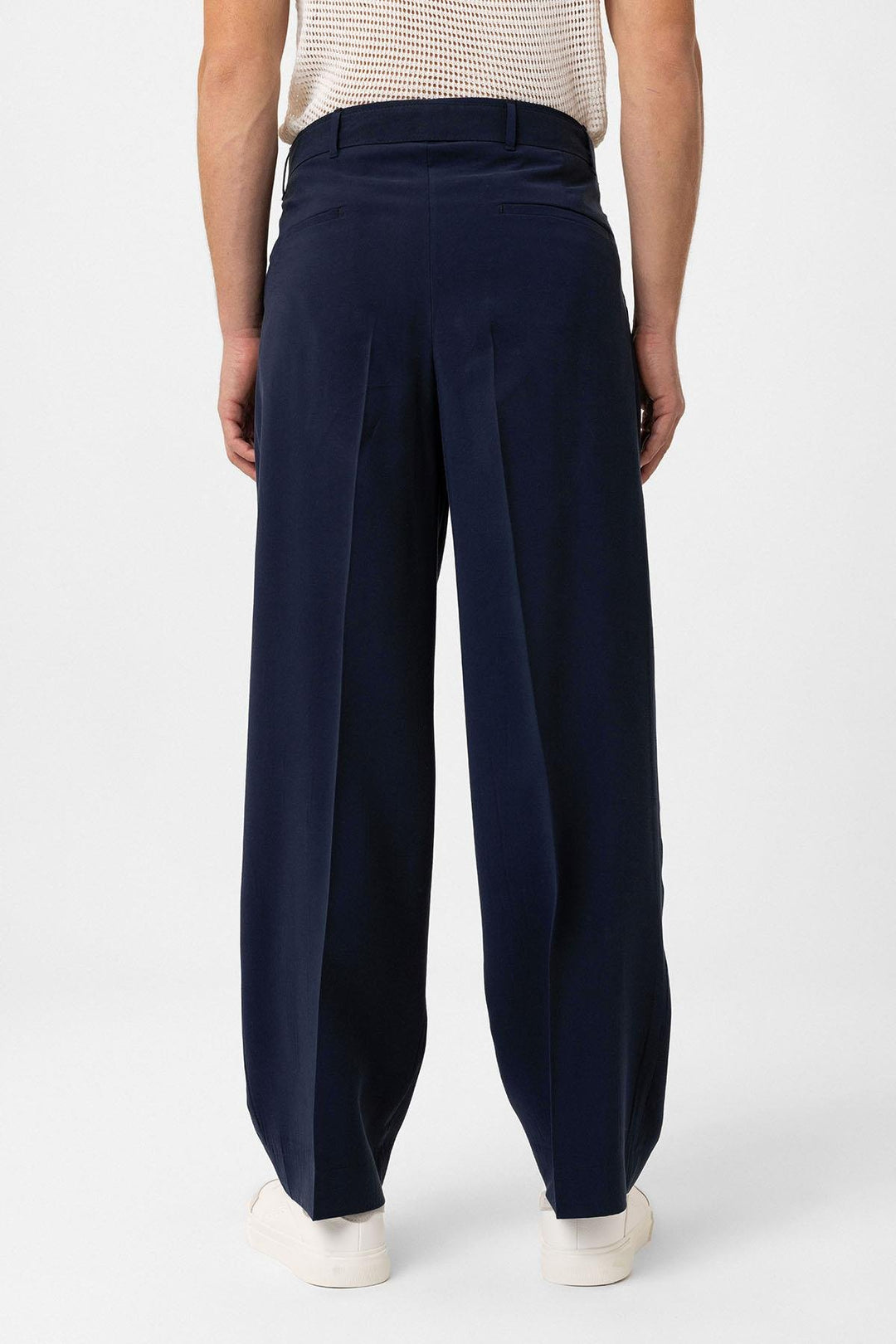 ANT Antioch Lacivert Modal Kumaş Relax Fit Kemerli Erkek Pantolon - Goes