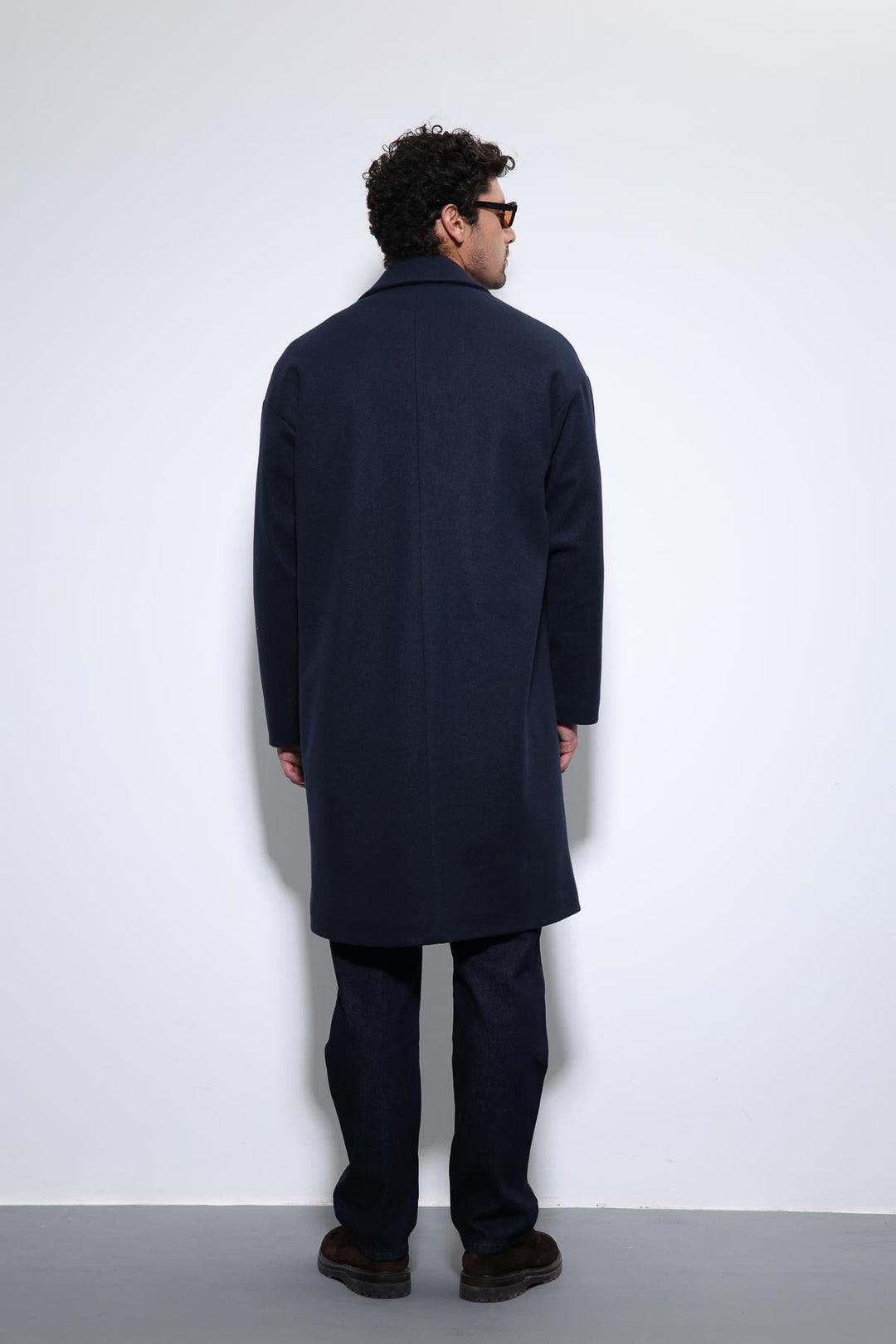 ANT Antioch Navy Blue Oversize Double-Breasted Men's Coat - Bracknell