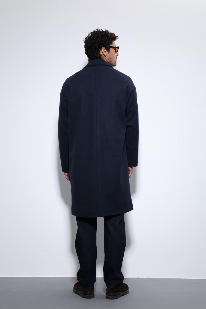 ANT Antioch Navy Blue Oversize Double-Breasted Men's Coat - Bracknell
