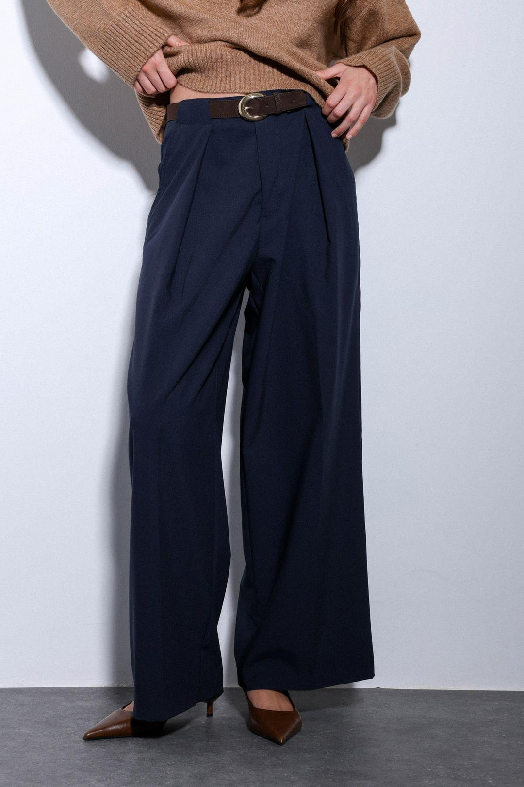 ANT Antioch Blue Pleated Wide Leg Women's Pants - Avellino