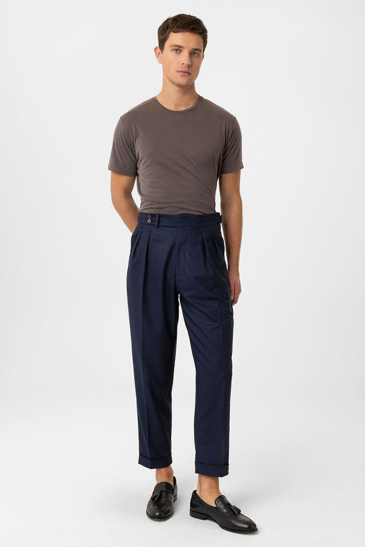 ANT Antioch Navy Pleated High Waist Men's Pants - Boynton Beach