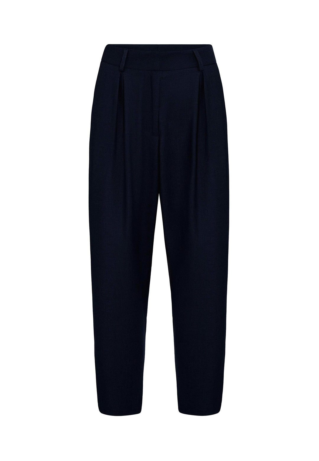 ANT Antioch Navy Blue Belted Soft Ankle-Length Women's Pants - Fondi