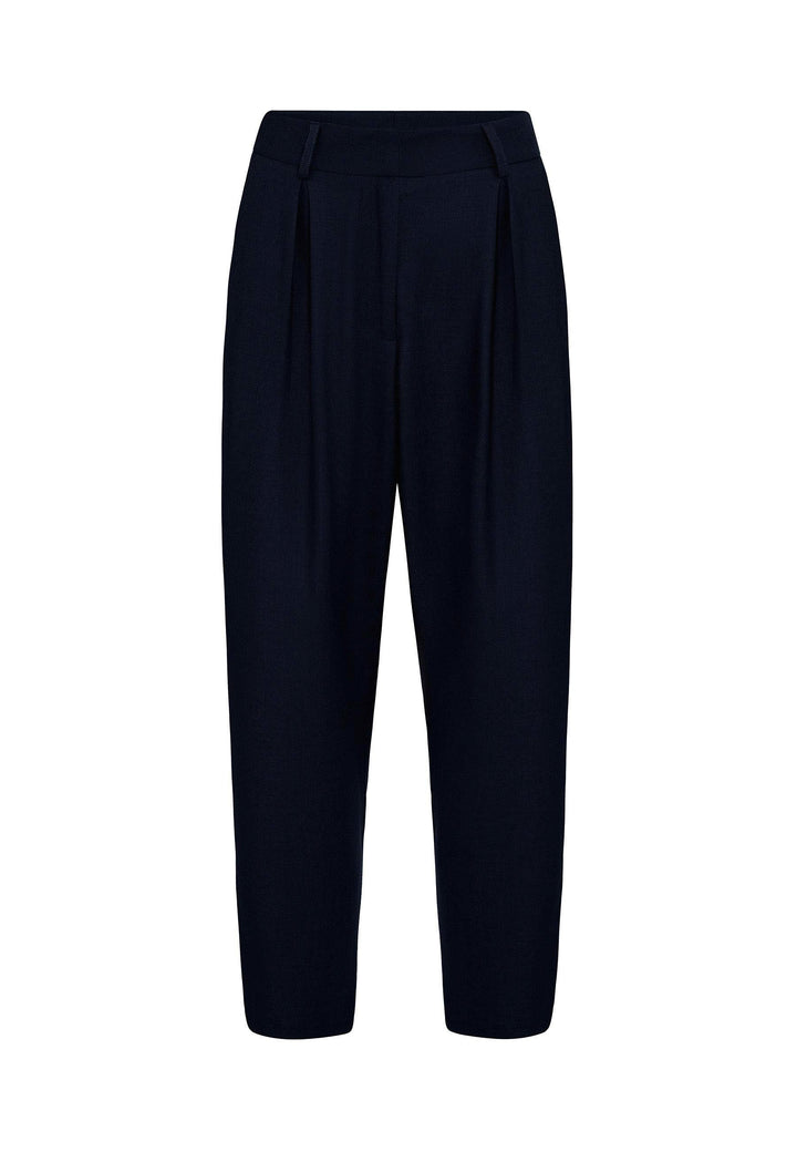 ANT Antioch Navy Blue Belted Soft Ankle-Length Women's Pants - Fondi