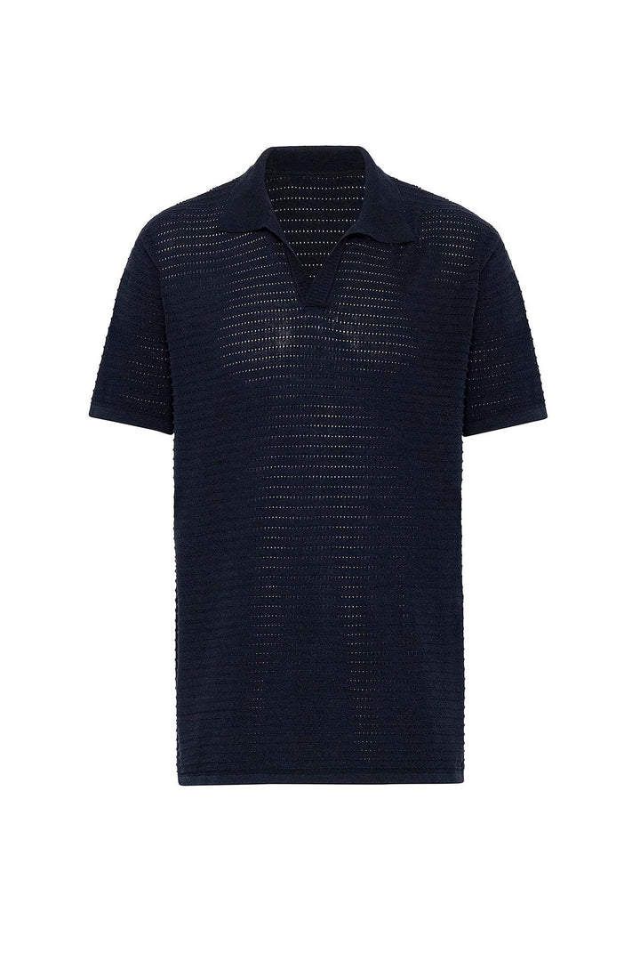 ANT Antioch Lacivert Polo Yaka Dokulu Erkek Triko T-Shirt - Troyes