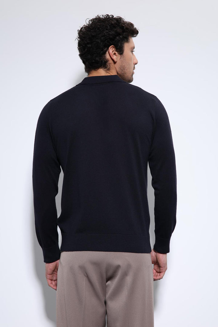 ANT Antioch Navy Blue Polo Neck Men's Sweater - Langford Station