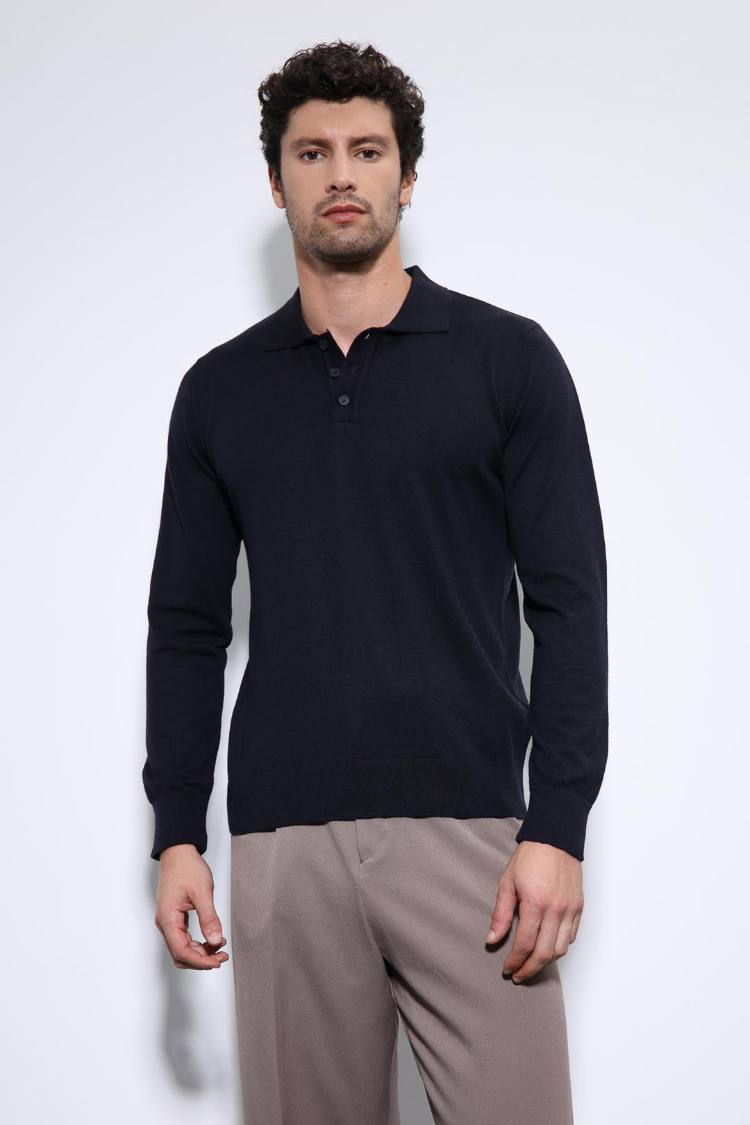 ANT Antioch Navy Blue Polo Neck Men's Sweater - Langford Station