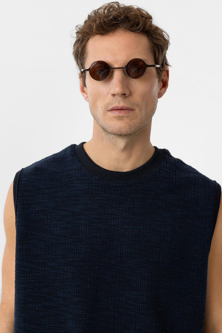 ANT Antioch Lacivert Regular Fit Dokulu Erkek Kolsuz T-Shirt - Cáceres