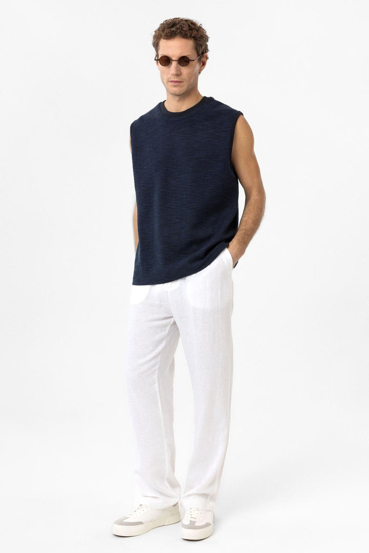 ANT Antioch Lacivert Regular Fit Dokulu Erkek Kolsuz T-Shirt - Cáceres