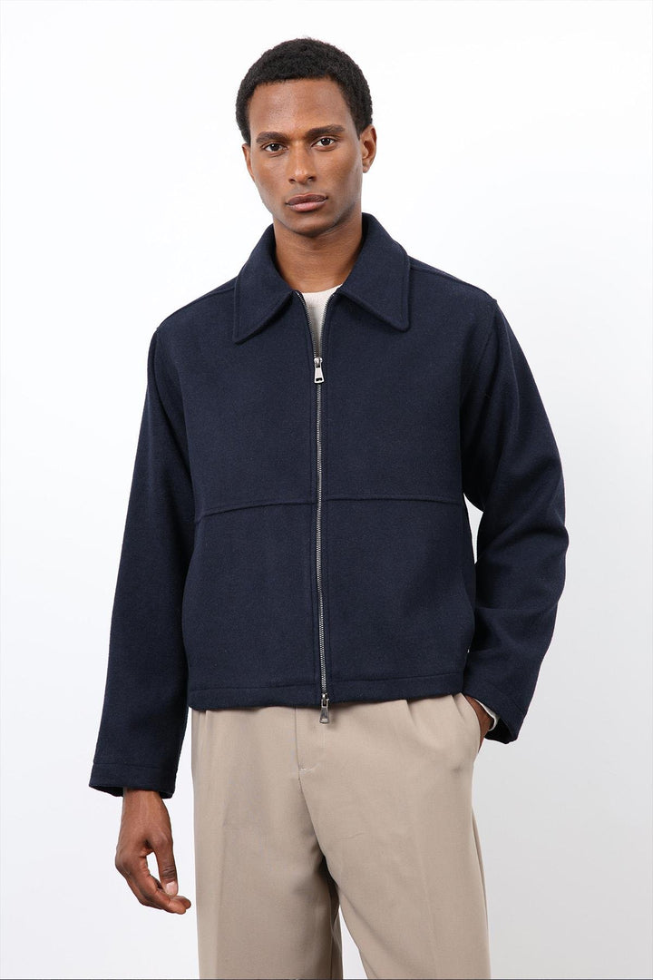 ANT Antioch Navy Regular Fit Textured Men's Coat - Lüdenscheid