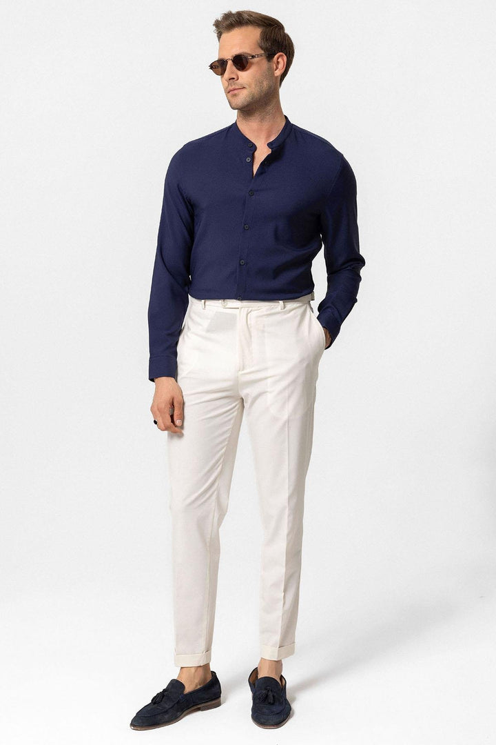 ANT Antioch Navy Regular Fit Mandarin Collar Men's Shirt - Cleethorpes