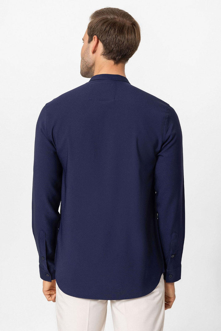 ANT Antioch Navy Regular Fit Mandarin Collar Men's Shirt - Cleethorpes