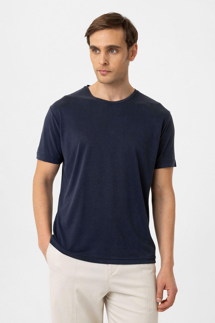 ANT Antioch Blue Regular Fit Modal Technical Fabric Men's T-Shirt - Kendale Lakes