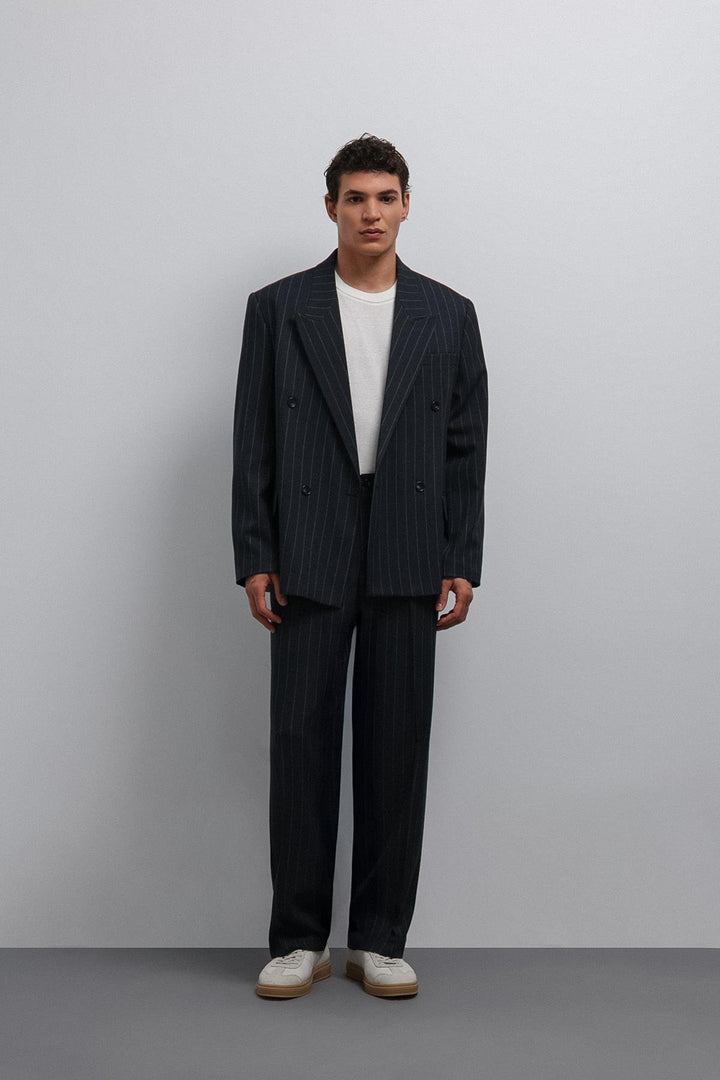ANT Antioch Navy Blue Relax Fit Striped Men's Pants - Odessa