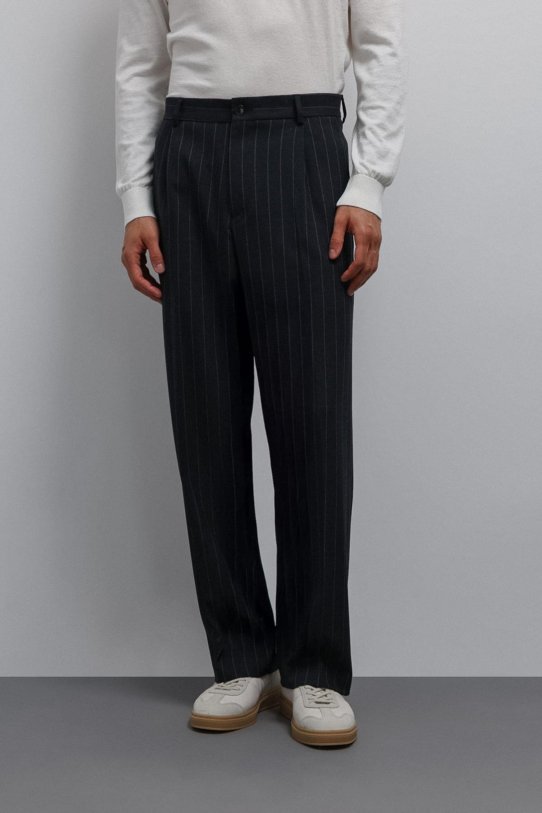 ANT Antioch Navy Blue Relax Fit Striped Men's Pants - Haarlem