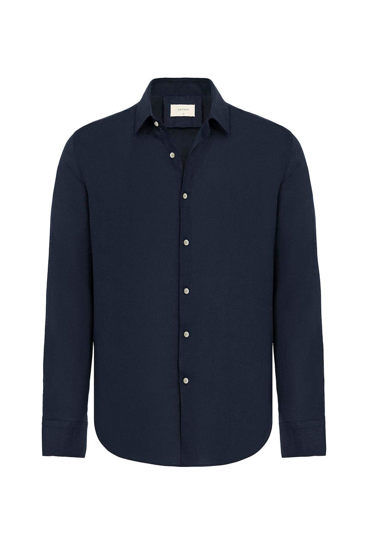 ANT Antioch Navy Relax Fit Linen Blend Men's Shirt - Mission Viejo
