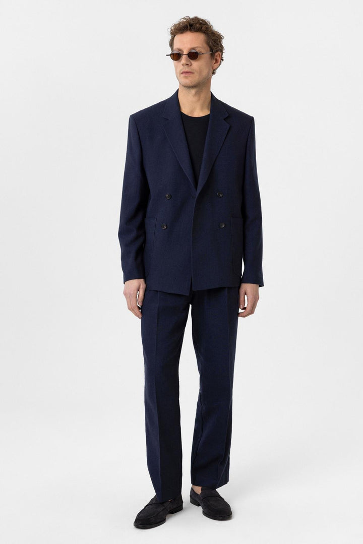 ANT Antioch Navy Relax Fit Linen Blend Men's Blazer Jacket - Cedar Hill