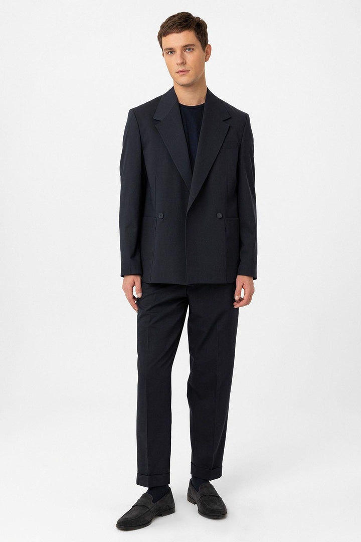 ANT Antioch Navy Relax Fit Wrap Closure Men's Technical Blazer Jacket - Cloppenburg