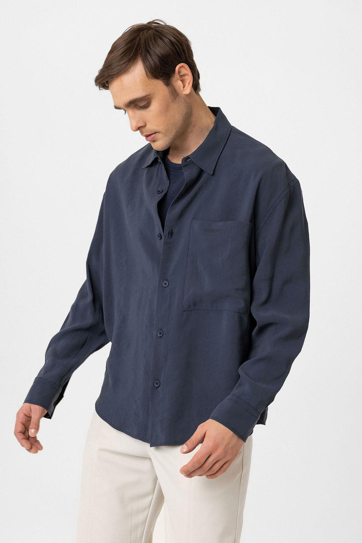 ANT Antioch Blue Relax Fit Modal Fabric Men's Shirt - Nichelino