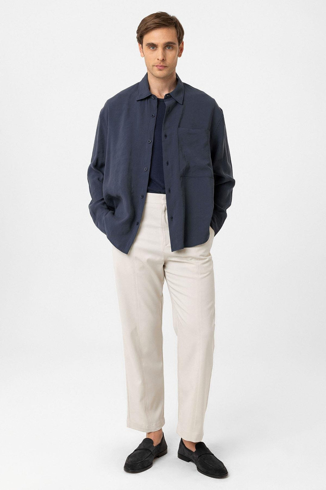 ANT Antioch Blue Relax Fit Modal Fabric Men's Shirt - Nichelino