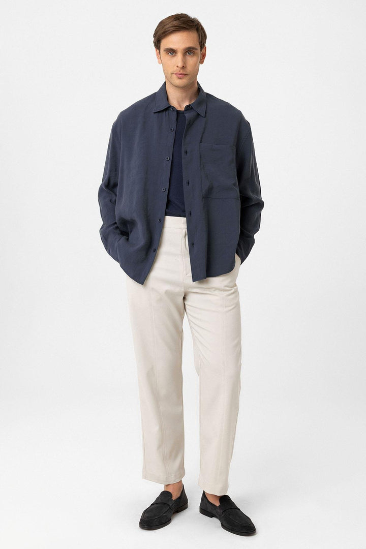 ANT Antioch Blue Relax Fit Modal Fabric Men's Shirt - Nichelino