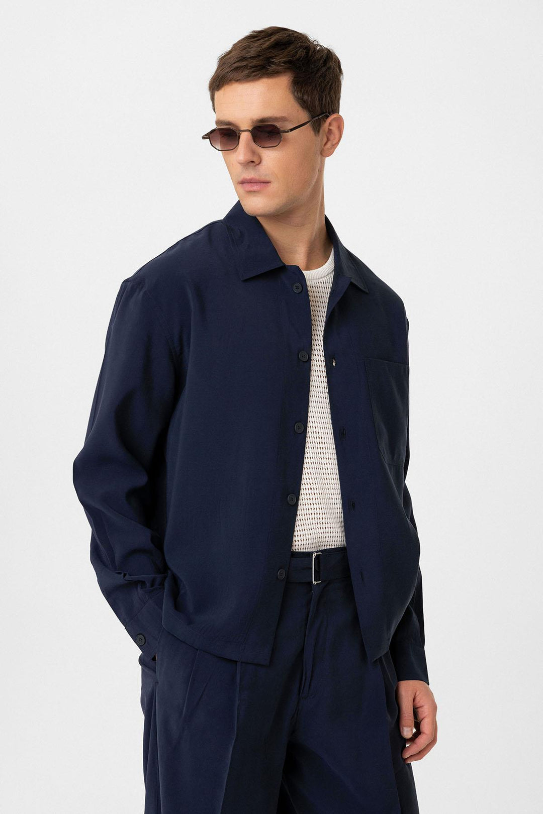 ANT Antioch Lacivert Relax Fit Modal Kumaş Erkek Gömlek - Bitonto