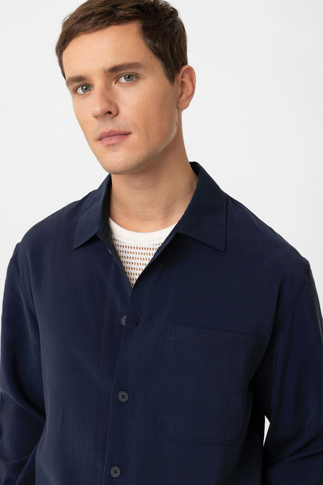 ANT Antioch Lacivert Relax Fit Modal Kumaş Erkek Gömlek - Bitonto