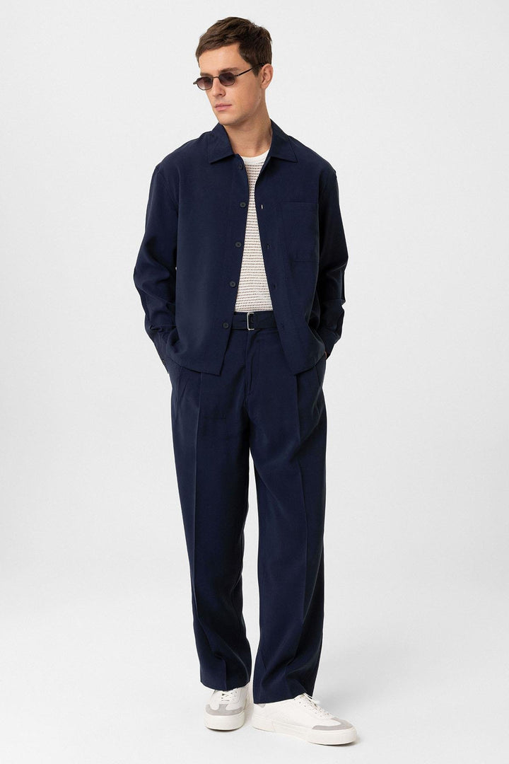 ANT Antioch Lacivert Relax Fit Modal Kumaş Erkek Gömlek - Bitonto