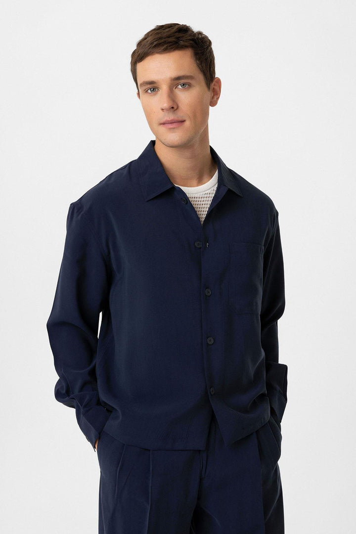 ANT Antioch Lacivert Relax Fit Modal Kumaş Erkek Gömlek - Bitonto